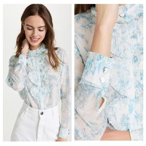 alice + olivia Kurt Ruffle Pintuck Blouse